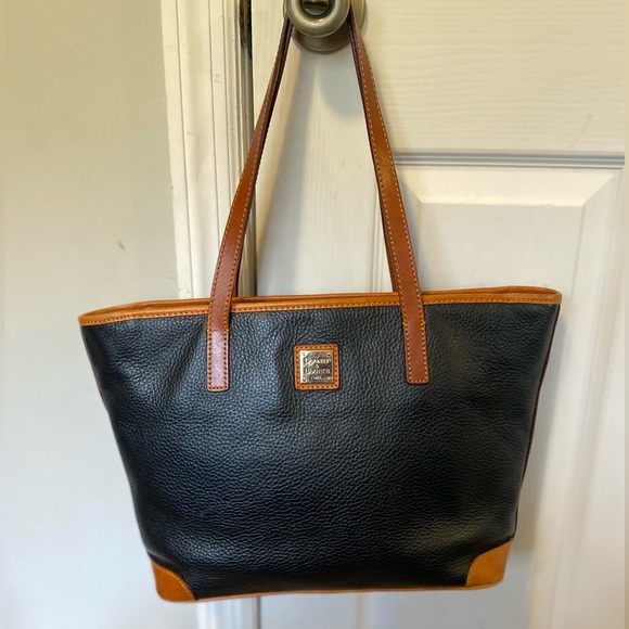 Dooney & Bourke Handbags - Dooney & Bourke Black and Brown Pebble Leather Shopper Tote